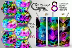 Watercolor Butterfly skinny tumbler | 8 Sublimation designs Product Image 1