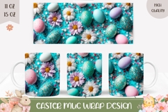 Glitter Easter Eggs Mug Design, Blue Mug Template Product Image 1