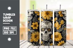 Skull and flower watercolor tumbler wrap sublimation Product Image 1