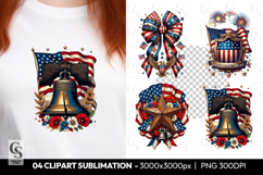 Patriotic USA Clipart PNG Fourth of July Sublimation Product Image 1