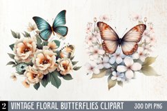 Vintage Floral Butterflies Clipart, butterflies Clipart Product Image 2