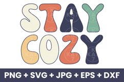 Retro Groovy Stay Cozy, Funny Winter Snow Season SVG Product Image 1