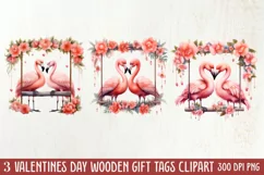 Valentine Animal On Swings Clipart, Valentine Animal Clipart Product Image 1