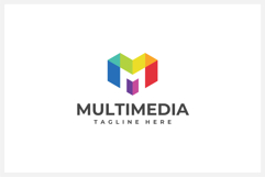 Multimedia Colorful Geometric Letter M Logo Design Vector Product Image 1