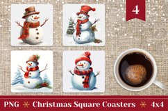 Christmas Square Coaster Design, Snowman Coffee Mug Coasters Product Image 1
