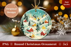 Christmas Village Ornament Print, Winter Ornament Template Product Image 1