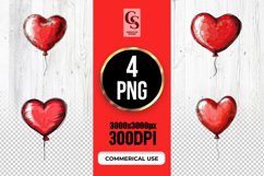 Red Heart Balloon Clipart PNG Product Image 1