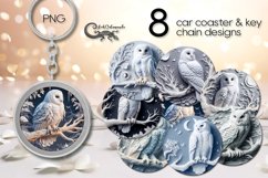 3d style owl | fantasy Car coaster &amp; key chain sublimation Product Image 1