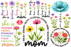 Mother's Day PNG, Faux Yarn She is Mom PNG, Boho Mama Floral Product Image 1