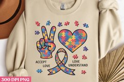Accept LOve PNG, Autism Sublimation PNG Product Image 2