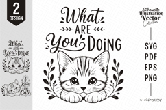Cute Kitten Silhouette Quote SVG Product Image 1