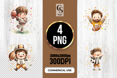 Cute Kids Football and Soccer Clipart Sublimation PNG Product Image 1