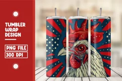 4th Of July Rooster American Flag 20 oz Skinny Tumbler Product Image 1