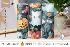 Halloween Pumpkins Tumbler Wrap, Cartoon Halloween Tumbler Product Image 1