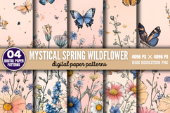 Mystical spring wildflower Patterns Digital Paper Background Product Image 1