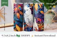 Cockatoo Tumbler Sublimation, Tropical Birds Tumbler Wrap Product Image 1