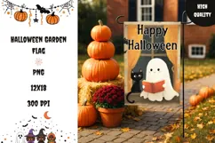 Kids Halloween Garden Flag, Halloween Welcome Flag Design Product Image 1