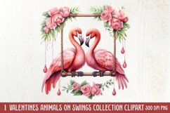 Valentines Day Animals on Swings Clipart Product Image 1