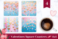 Valentine Square Coaster, Pastel Square Coaster Sublimation Product Image 1