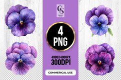 Purple Pansy Flower Clipart Sublimation PNG Product Image 1