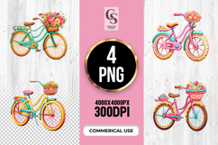 Cute Vintage Bicycle With Flower Basket Clipart PNG Product Image 1