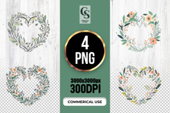 Botanical Floral Wreath Clipart Sublimation PNG Product Image 1