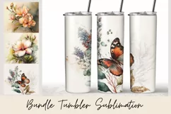 Flowers Vintage Watercolor 20Oz Tumbler Sublimation Wrap Product Image 1
