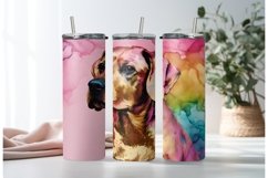 Alcohol Ink Rainbow Dog Tumbler Wrap | 20oz Skinny Design Product Image 2