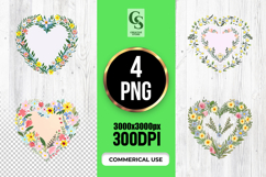 Floral Heart Wreath Frame PNG Product Image 1