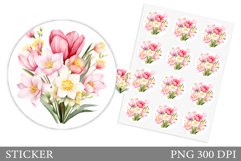 Spring Sticker Design. Flowers Sticker Template Product Image 1