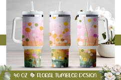 Abstract Tumbler Wrap Design, Floral 40 Oz Tumbler PNG Product Image 1