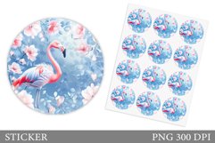 Flamingo Sticker Design. Flowers Sticker Template Product Image 1