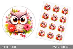 Cute Owl Sticker Design. Owl Sticker Template Product Image 1