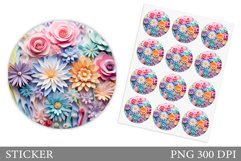 Flowers Sticker Design. Round Sticker Flowers Product Image 1