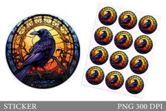 Crow Sticker Design. Stained Glass Crow Sticker Product Image 1