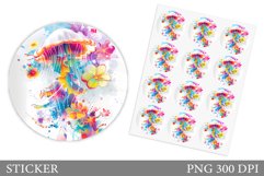 Jellyfish Sticker Design. Seashell Sticker Template Product Image 1