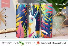 Cute Lama Tumbler Wrap Design, Tropical Leaves Tumbler PNG Product Image 1