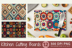 Boho Granny Crochet Cutting Boards sublimation Design Product Image 1