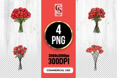 Hand Drawn Red Poppy Bouquet Clipart Sublimation PNG Product Image 1