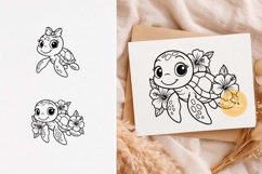 Cute Sea Turtle svg, Baby Turtle Girl, Turtle with Hibiscus Product Image 1