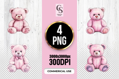 Cute Pink Teddy Bear Clipart Sublimation PNG Product Image 1