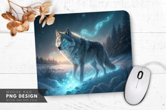Sapphire Eyed Wolf in Glowing Snow Mouse Pad PNG Design Product Image 1