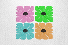 Four-Color Floral Square Embroidery Design Product Image 1