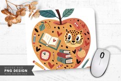 Whimsical Apple Animal Print and Education Mouse Pad PNG Product Image 1
