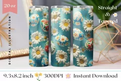 3D Easter Tumbler Wrap Design, Floral Tumbler Sublimation Product Image 1