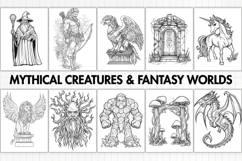 10 Mythical Creatures &amp; Fantasy Worlds Coloring Icons PNG Product Image 1