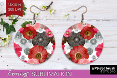 Abstract Round Earrings - Modern Texture PNG Sublimation Product Image 1