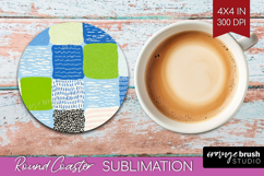 Abstract Doodle Round Coaster - Modern Texture Coaster PNG Product Image 1