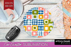 Abstract Doodle Car Coaster - Modern Texture Coaster PNG Product Image 1