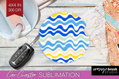 Abstract Doodle Car Coaster - Modern Texture Coaster PNG Product Image 1